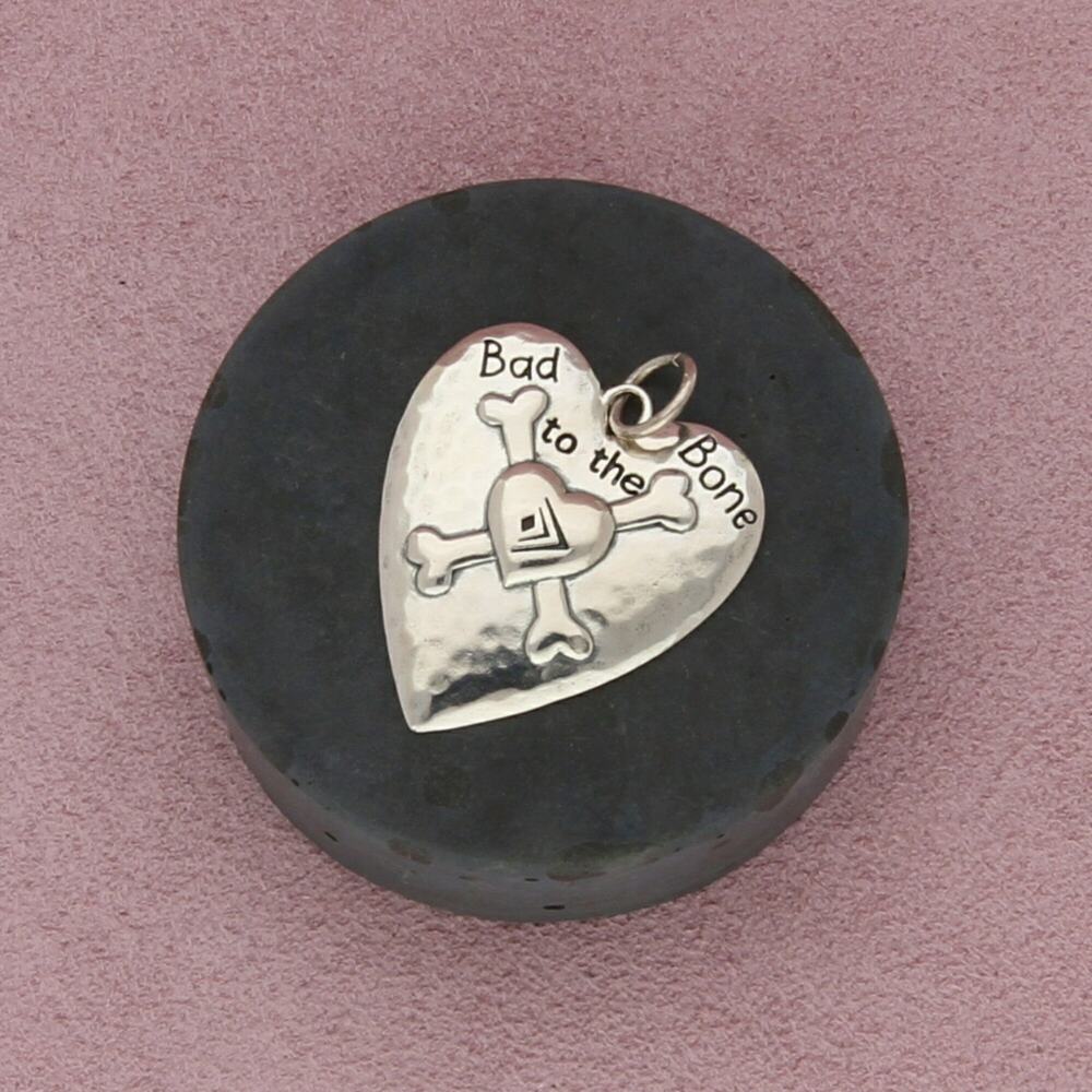silpada sterling silver bad to the bone heart dog tag s2125 pendant